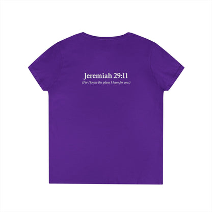 V-Neck T-Shirt – God’s Plan Greater Than My Chaos