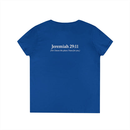 V-Neck T-Shirt – God’s Plan Greater Than My Chaos