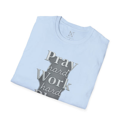 Inspirational Unisex T-Shirt – "Pray Hard, Work Hard, Play Hard = Joy