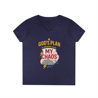 V-Neck T-Shirt – God’s Plan Greater Than My Chaos