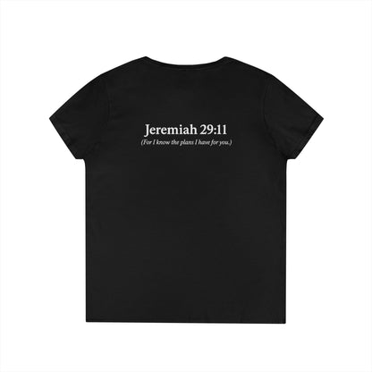 V-Neck T-Shirt – God’s Plan Greater Than My Chaos