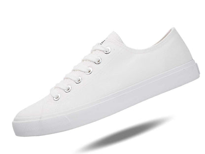 Retro All White Low Top Canvas Sneakers – Unisex Summer Skate-Inspired Shoes