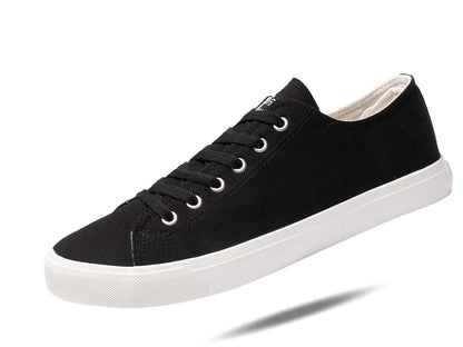 Retro Black/White Canvas Sneakers – Unisex Cushioned Streetwear Style