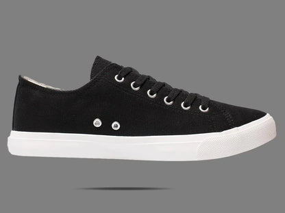 Retro Black/White Canvas Sneakers – Unisex Cushioned Streetwear Style