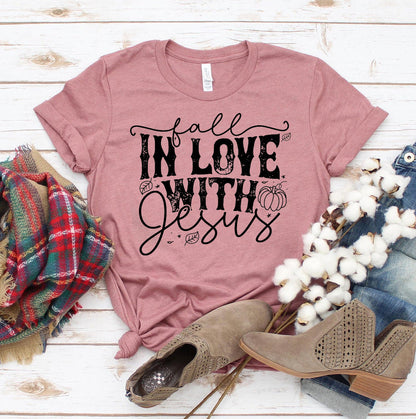 Fall in Love With Jesus T-Shirt – Faith-Inspired Soft Cotton Tee